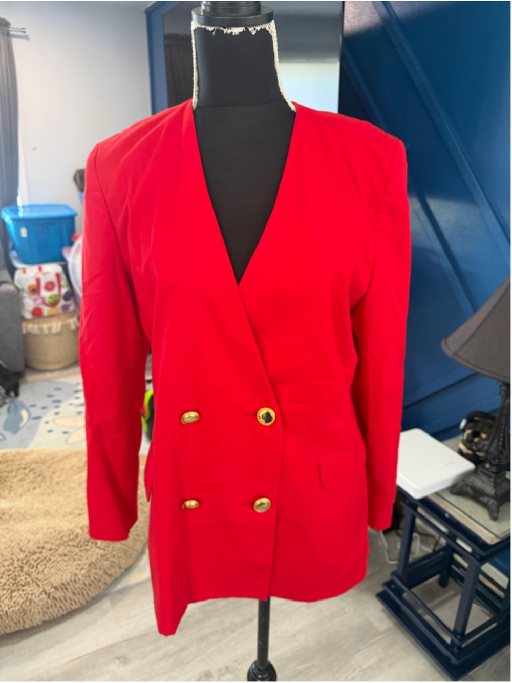 Women's Norton McNaughton Red Gold Button Petite Blazer